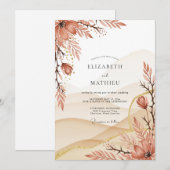 Terracotta Graceful Desert Wedding 招待状 (正面/裏面)