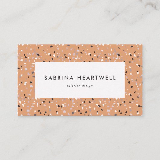 Terracotta Gray Terrazzo Pattern Interior Design 名刺 (正面)