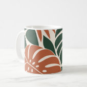 Terracotta Green Tropical Leaf Silhouette コーヒーマグカップ (正面左)