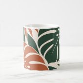 Terracotta Green Tropical Leaf Silhouette コーヒーマグカップ (中央)