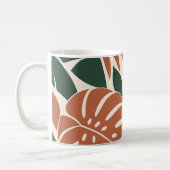 Terracotta Green Tropical Leaf Silhouette コーヒーマグカップ (左)