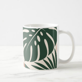Terracotta Green Tropical Leaf Silhouette コーヒーマグカップ