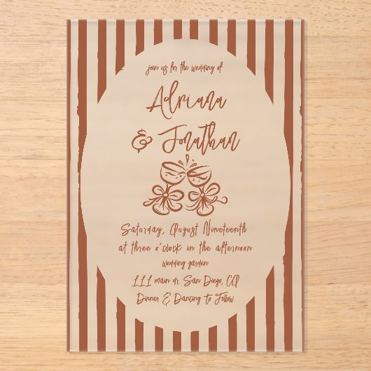 Terracotta Hand Painted Wedding アクリル招待状 (正面)