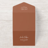 Terracotta Handwriting Typography Photo Wedding オールインワン招待状 (外側)