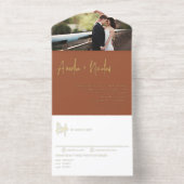 Terracotta Handwriting Typography Photo Wedding オールインワン招待状 (内側)