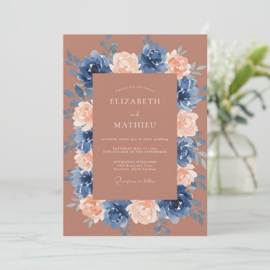 Terracotta Harmonious Fall Wedding 招待状 (スタンド正面)