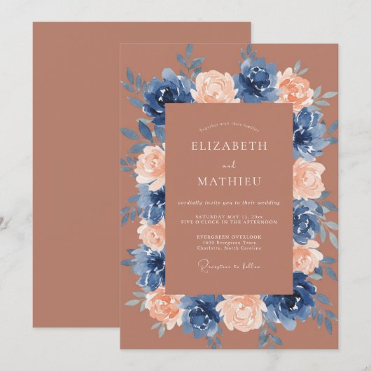 Terracotta Harmonious Fall Wedding 招待状 (正面/裏面)