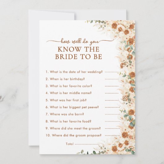 Terracotta How Well Do You Know the Bride Game (正面)