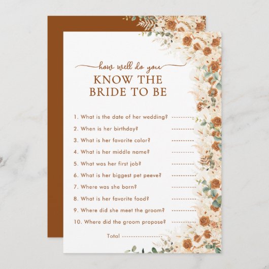 Terracotta How Well Do You Know the Bride Game (正面/裏面)