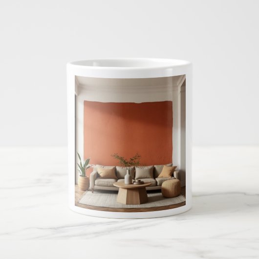 Terracotta Hue Accent Wall Warm Earthy Muted Tonal ジャンボコーヒーマグカップ (正面)