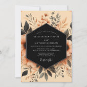 Terracotta Inky Botanical Wedding 招待状 (正面)