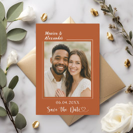 Terracotta ivory photo wedding Save the Date セーブザデート