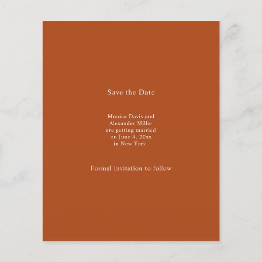 Terracotta ivory photo wedding Save the Date チラシ (裏面)