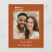 Terracotta ivory photo wedding Save the Date チラシ (正面)