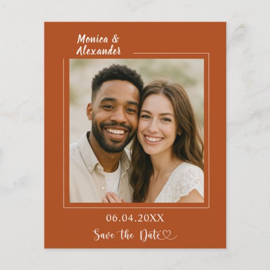 Terracotta ivory photo wedding Save the Date チラシ (正面)