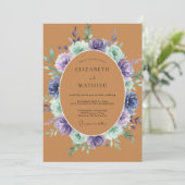 Terracotta Lavender Floral Romance Wedding 招待状 (スタンド正面)