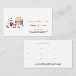 Terracotta Linen Amber Hair Salon Appointment & 名刺