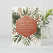 Terracotta Lush Botanical Wedding 招待状 (スタンド正面)