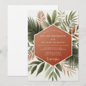 Terracotta Lush Botanical Wedding 招待状 (正面/裏面)