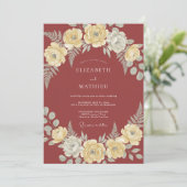 Terracotta Lush Floral Wedding 招待状 (スタンド正面)