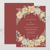 Terracotta Lush Floral Wedding 招待状 (正面/裏面)