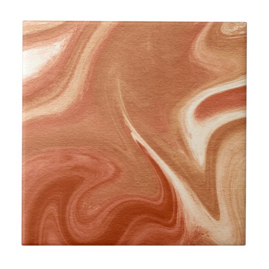 Terracotta Marble Abstract Fluid Pattern タイル (正面)