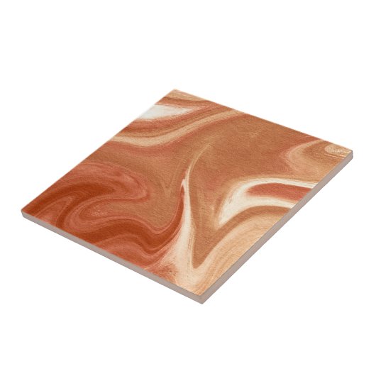 Terracotta Marble Abstract Fluid Pattern タイル (側面)