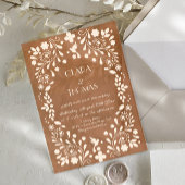 Terracotta Mexican Beige Wedding Invitation アクリル招待状