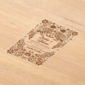 Terracotta Mexican Birds Otomi Floral Wedding アクリル招待状 (レイダウン)
