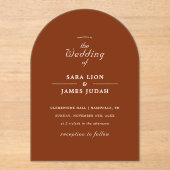 Terracotta Minimal Elegant Wedding アクリル招待状 (正面)