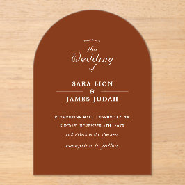 Terracotta Minimal Elegant Wedding アクリル招待状