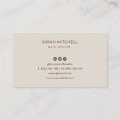 Terracotta Minimalist Hair Stylist Business Card 名刺 (裏面)