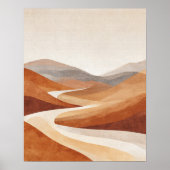 Terracotta Minimalist Landscape Living Wall Art  ポスター (正面)