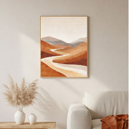 Terracotta Minimalist Landscape Living Wall Art  ポスター