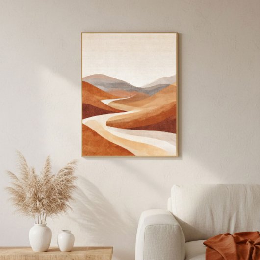 Terracotta Minimalist Landscape Living Wall Art  ポスター