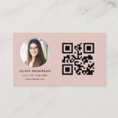 Terracotta Minimalist Photo with QR Code 名刺 (正面)