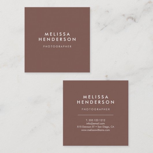 Terracotta Minimalist Professional Modern スクエア名刺 (正面/裏面)