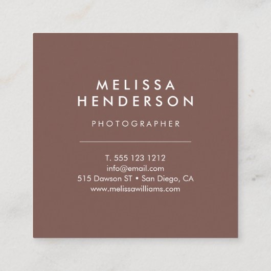 Terracotta Minimalist Professional Modern スクエア名刺 (裏面)
