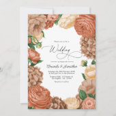 Terracotta, Mocha & Champagne Floral Wedding 招待状 (正面)