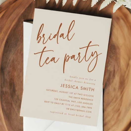 Terracotta Modern Boho Bridal Tea Party Shower 招待状