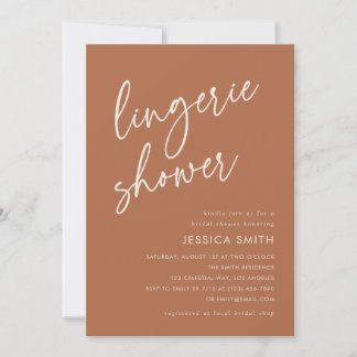 Terracotta Modern Boho Lingerie Shower 招待状
