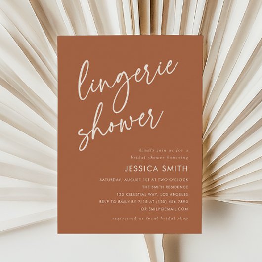 Terracotta Modern Boho Lingerie Shower 招待状