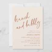 Terracotta Modern Brunch and Bubbly Bridal Shower 招待状 (正面)