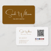 Terracotta | Modern Elegant Minimalist QR Code 名刺 (正面/裏面)