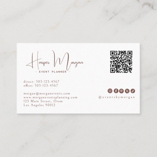 Terracotta | Modern Elegant Minimalist QR Code 名刺 (裏面)