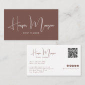 Terracotta | Modern Elegant Minimalist QR Code 名刺 (正面/裏面)