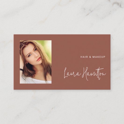 Terracotta modern minimalist photo QR code 名刺 (正面)