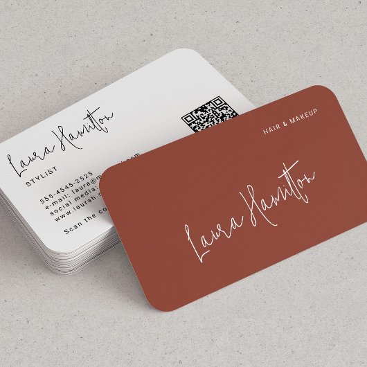 Terracotta modern minimalist QR code 名刺