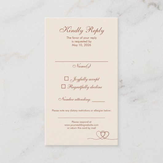 Terracotta Modern Mix and Match Wedding RSVP Card 名刺 (正面)