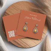 Terracotta Modern Script QR Earring Display Card